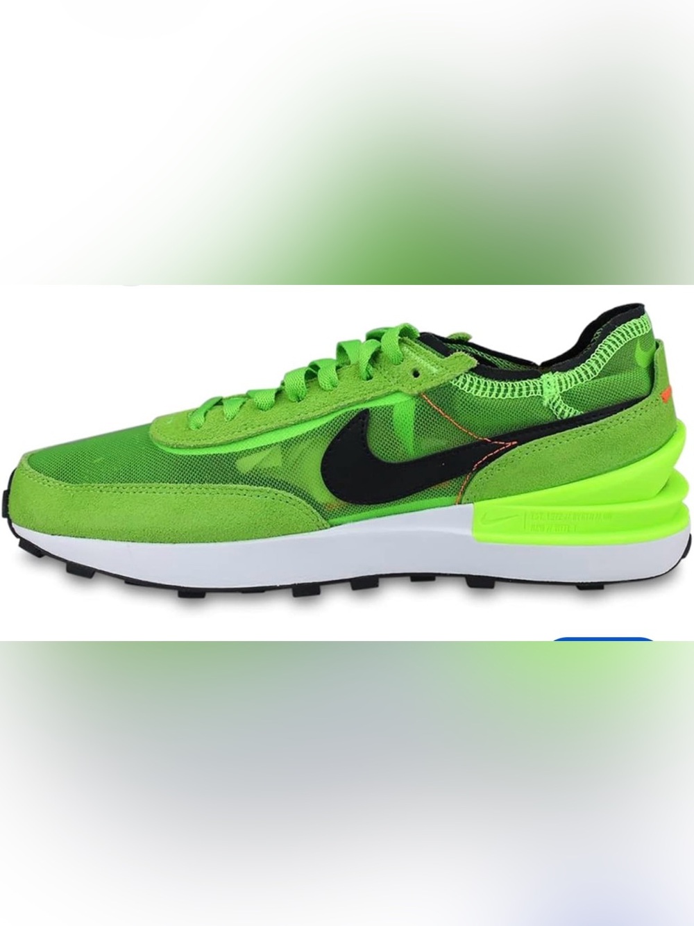 Men’s Nike Waffle One Mesh And Suede Green Athletic Sneakers with Black Swoosh